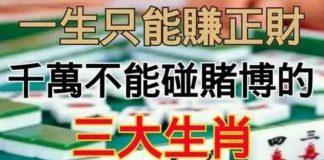一生只能賺正財,千萬不能碰賭的三大生肖