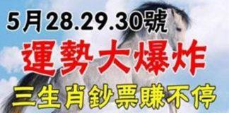 5月28.29.30號運勢大爆炸,鈔票賺不停的生肖